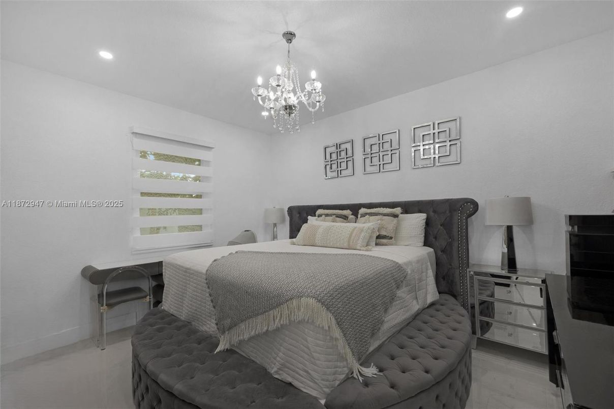 Bedroom, Chandelier, Interior, Recessed Lighting