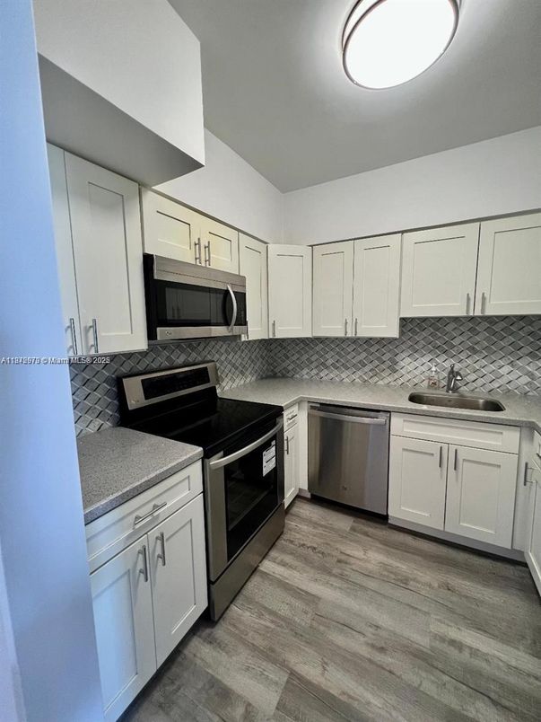Interior, Kitchen, Stainless Steel Appliances, Wood Texture Flooring