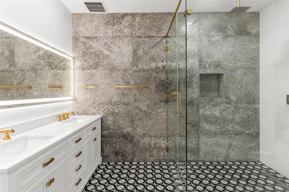 Bathroom, Dual Sink Vanities, Glass Shower, Interior