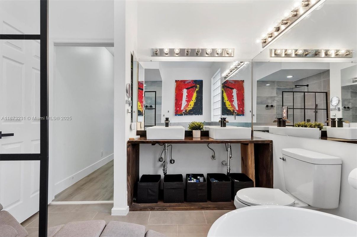 Bathroom, Dual Sink Vanities, Interior, Wood Texture Flooring