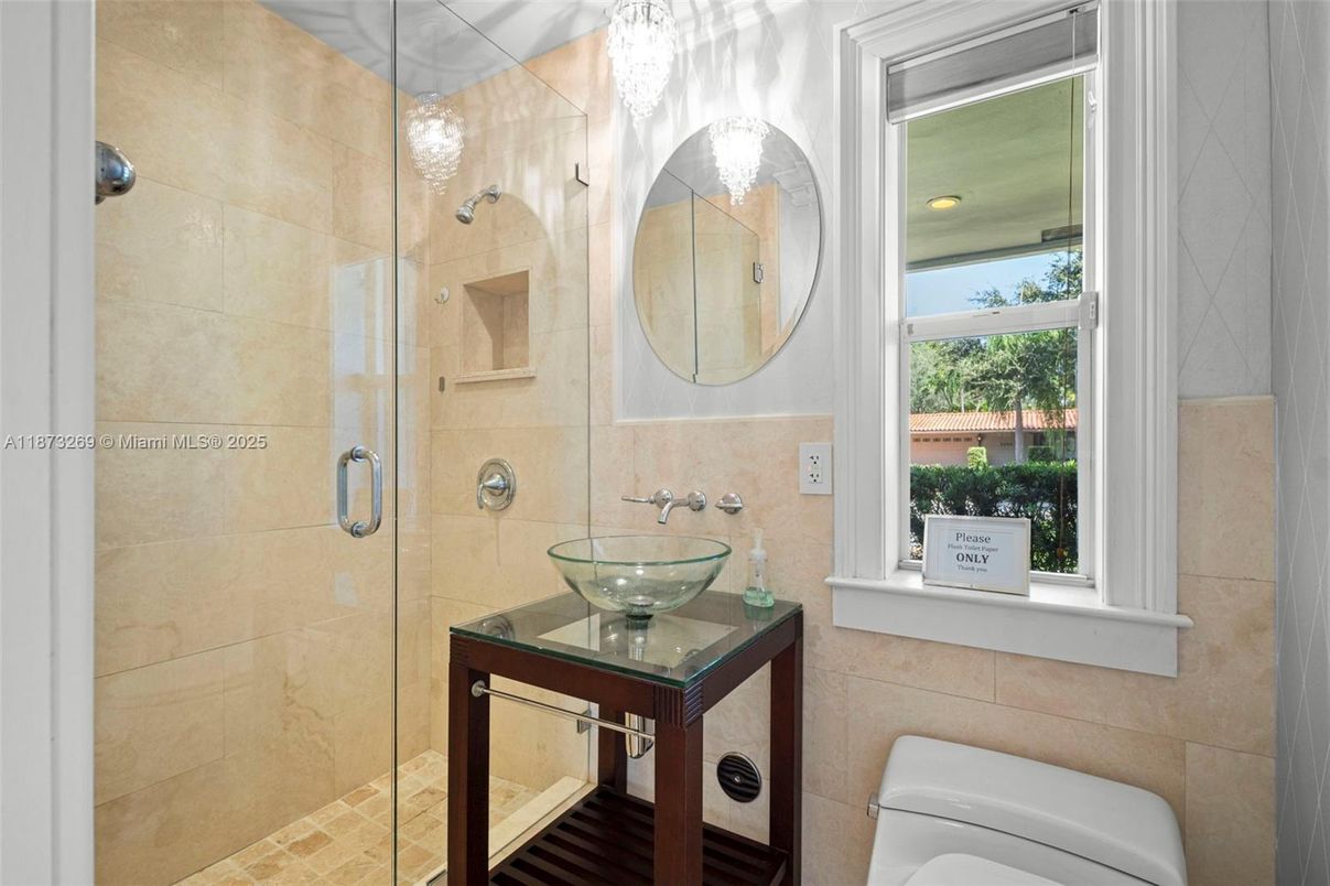 Bathroom, Glass Shower, Interior, Recessed Lighting