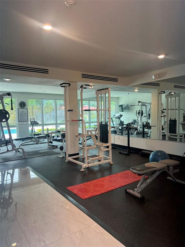 Fitness Equipment, Gym, Interior, Recessed Lighting