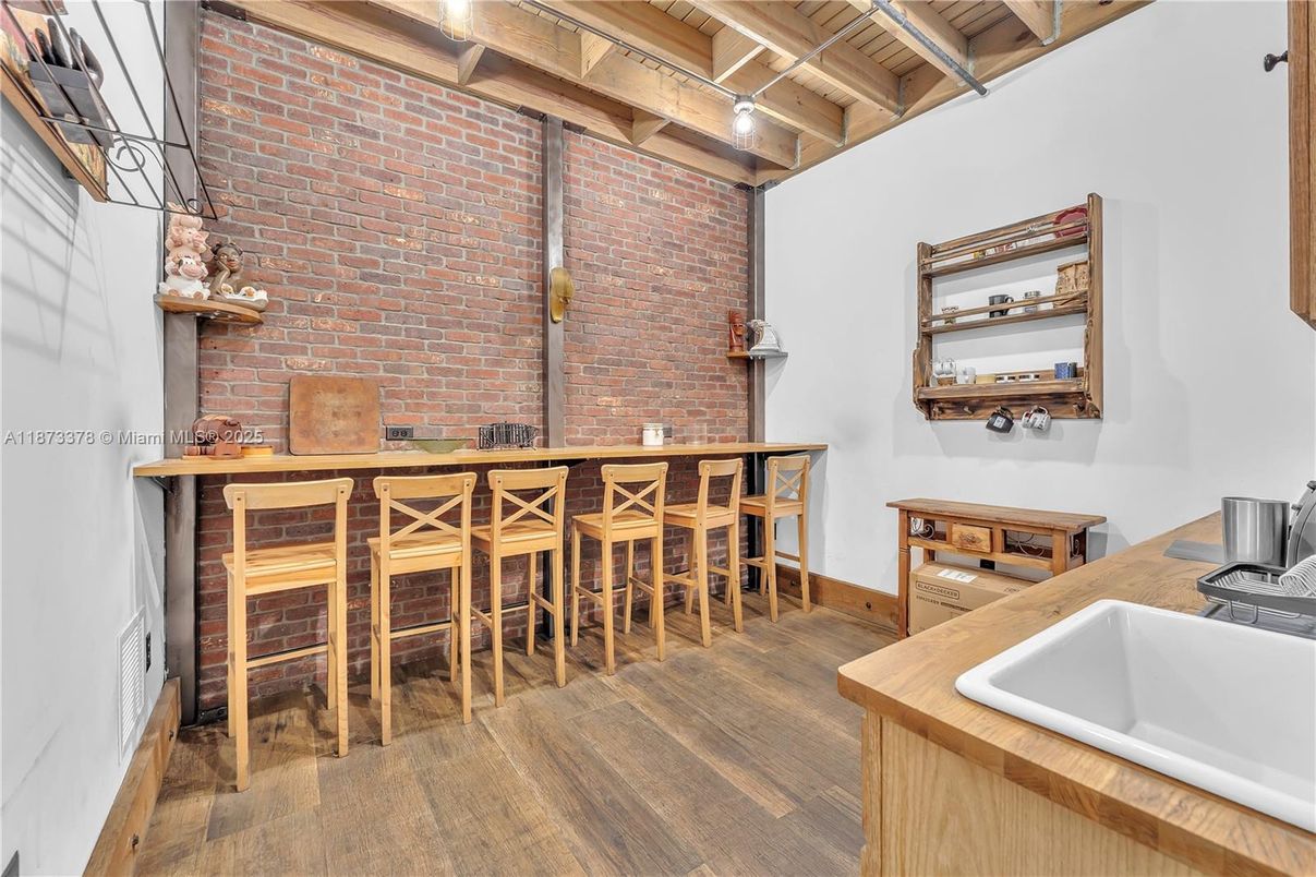 Interior, Stone Walls, Wooden Beams, Wood Texture Flooring