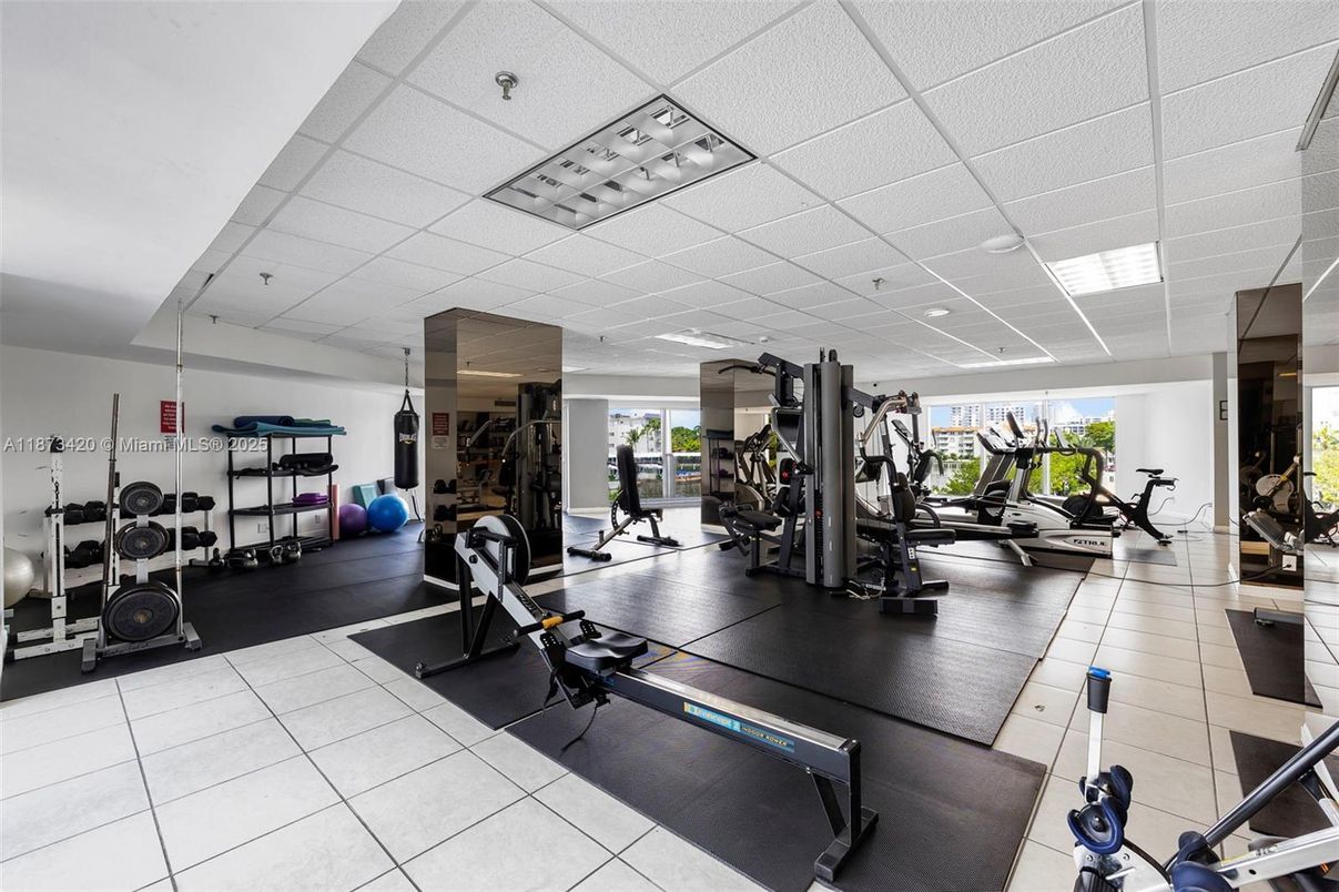 Fitness Equipment, Gym, Interior, Recessed Lighting