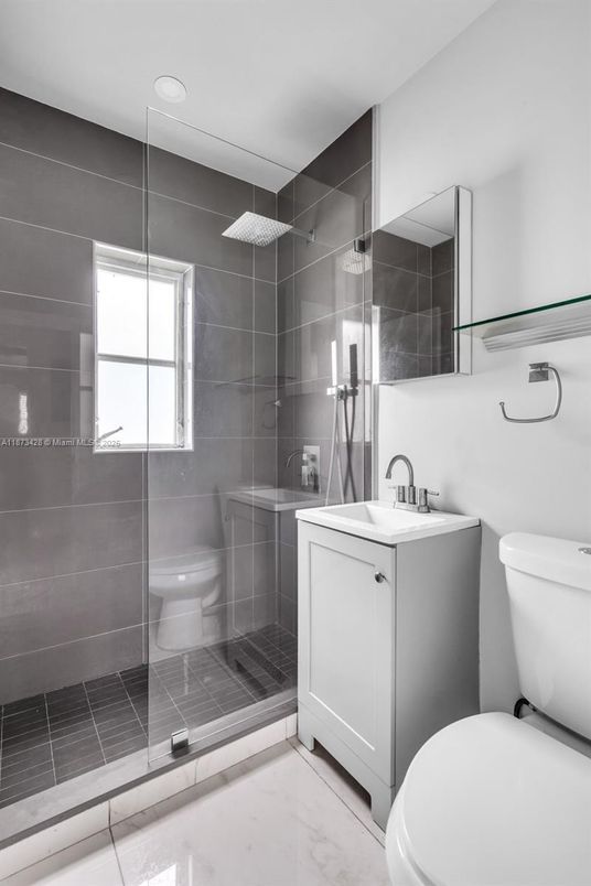 Bathroom, Glass Shower, Interior, Recessed Lighting