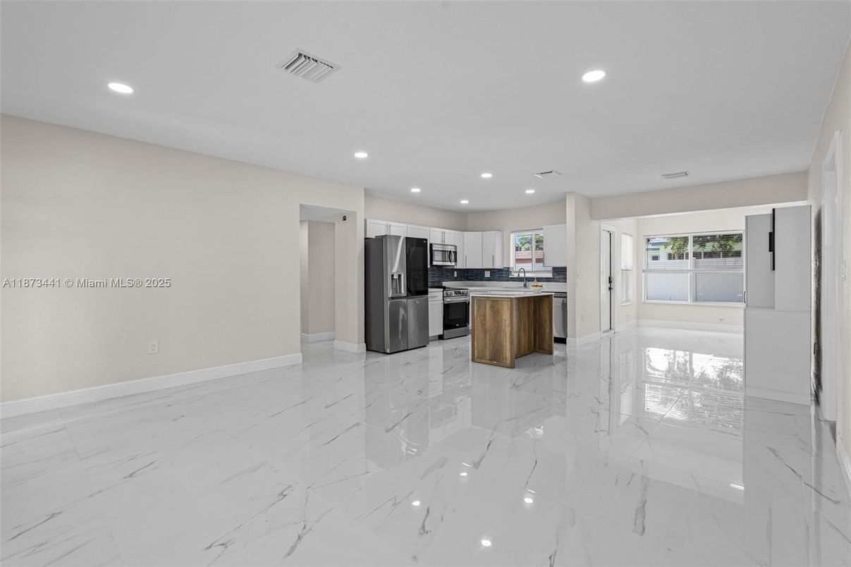 Interior, Kitchen, Marble, Recessed Lighting, Stainless Steel Appliances