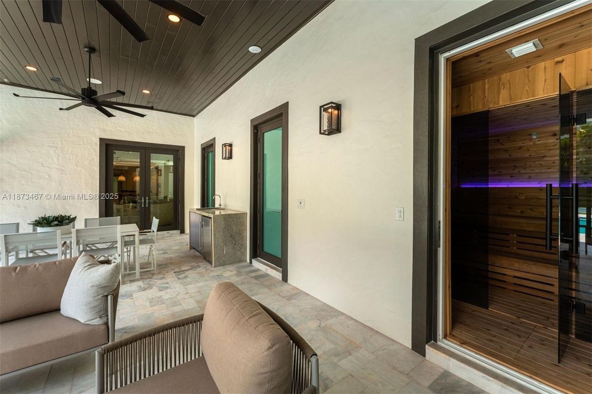 Exterior, Recessed Lighting, Wooden Ceilings, Wooden Walls