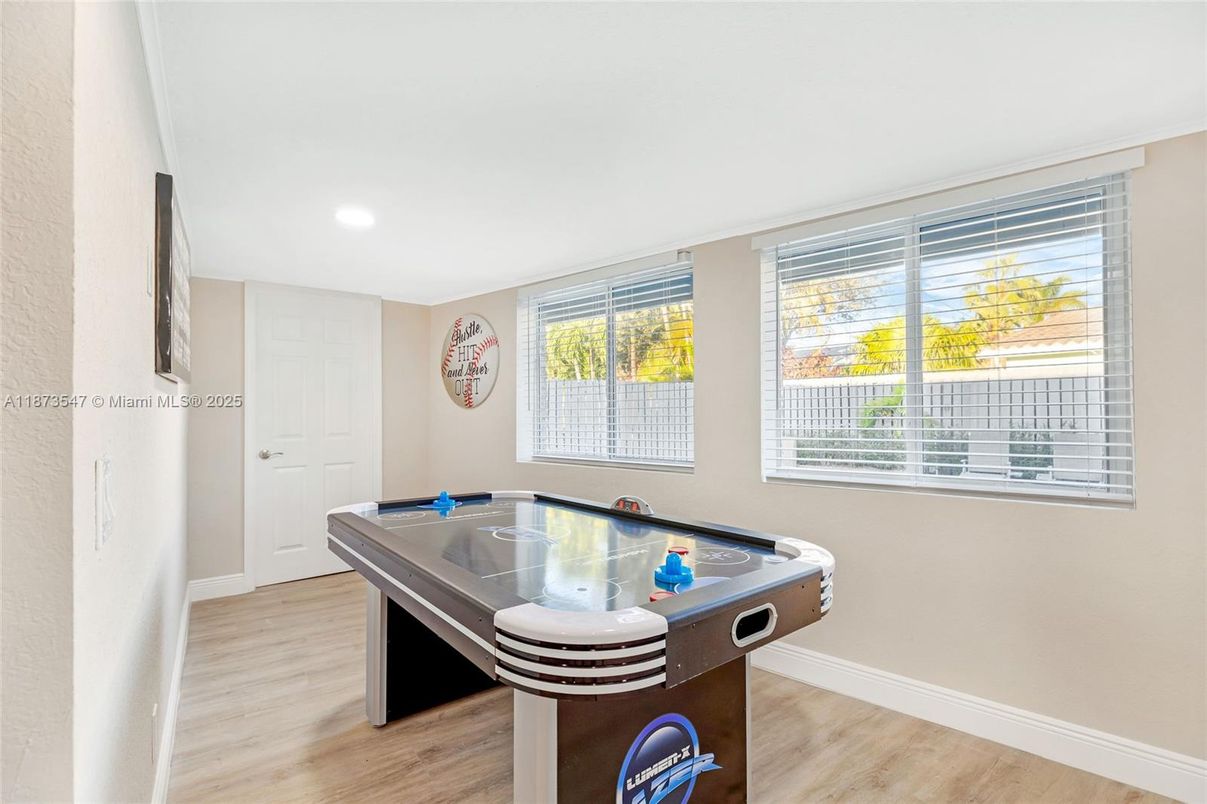 Game Room, Interior, Recessed Lighting, Wood Texture Flooring