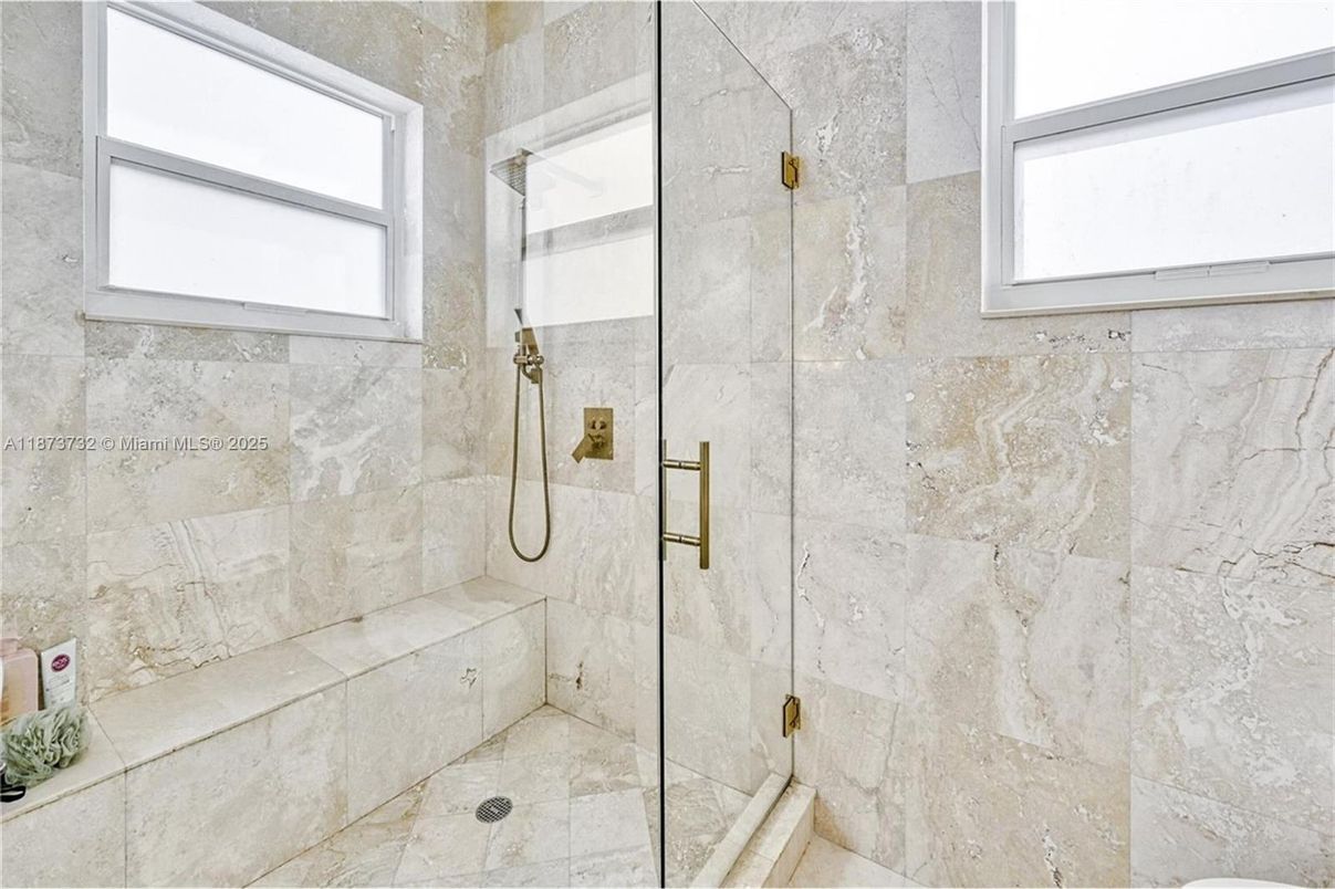 Bathroom, Glass Shower, Interior, Marble Walls
