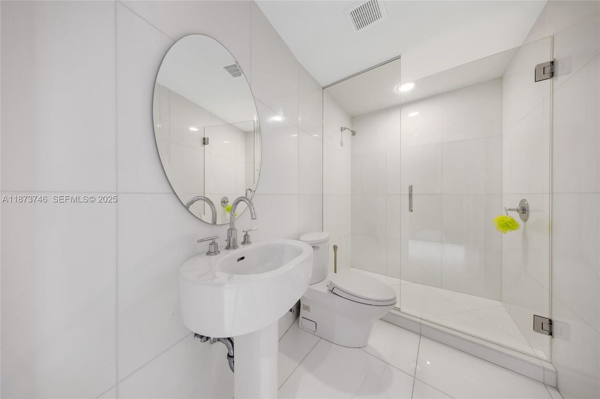 Bathroom, Glass Shower, Interior, Recessed Lighting