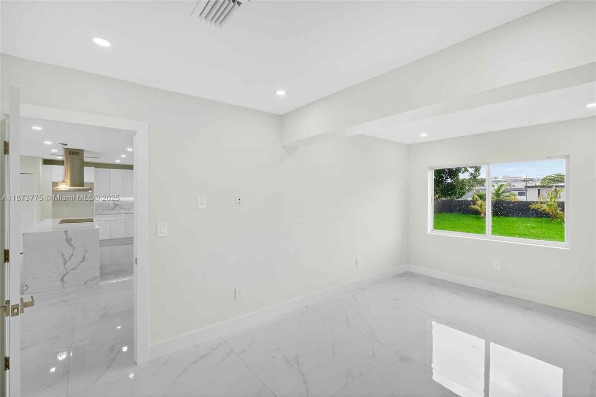 Empty room, Interior, Kitchen, Marble, Recessed Lighting