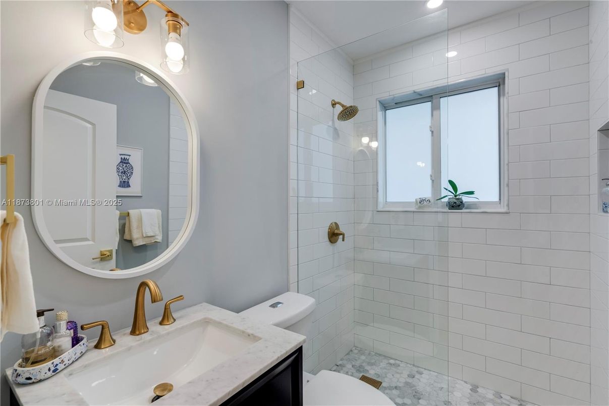 Bathroom, Glass Shower, Interior, Recessed Lighting