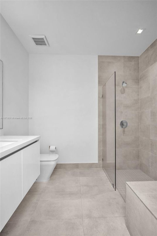 Bathroom, Glass Shower, Interior, Recessed Lighting
