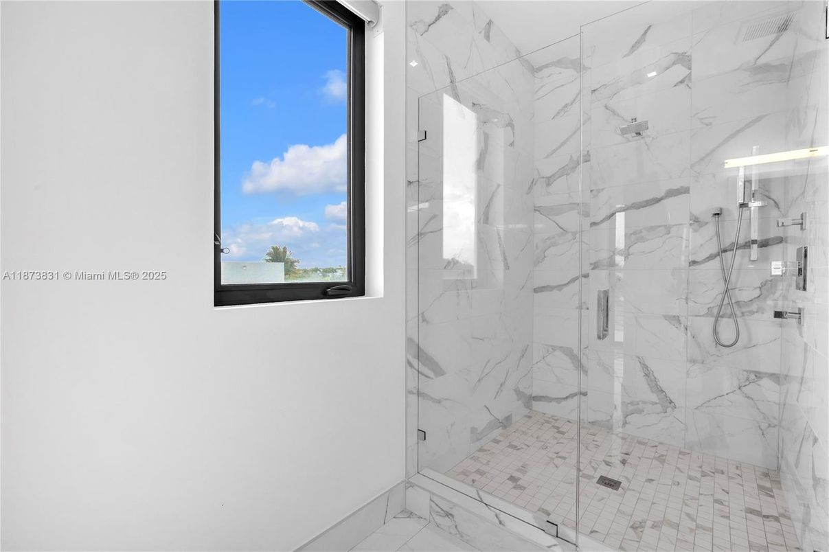 Bathroom, Glass Shower, Interior, Marble Walls