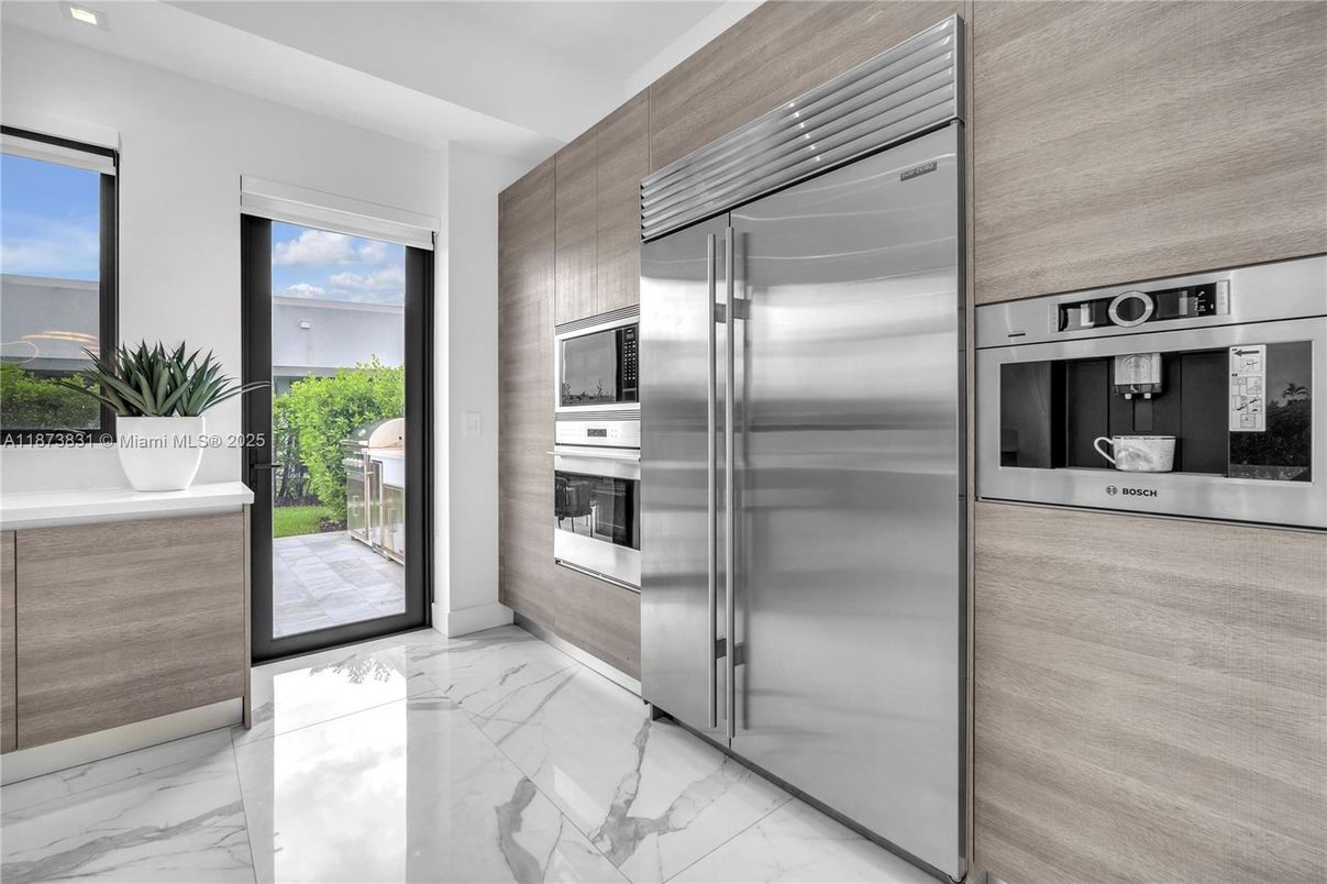 Interior, Kitchen, Marble, Recessed Lighting, Stainless Steel Appliances, Water