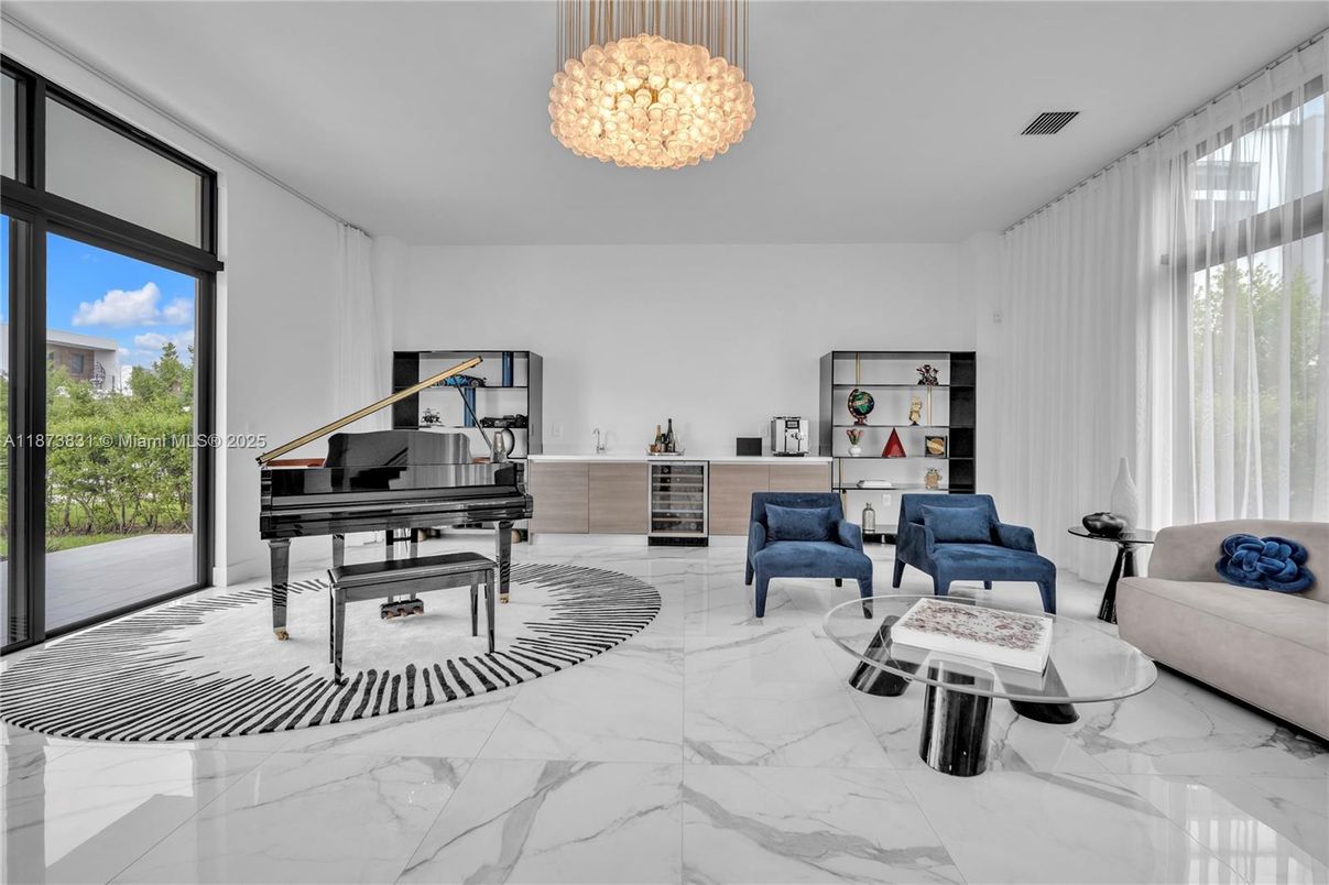 Interior, Living room, Marble, Pendant Lights, Piano
