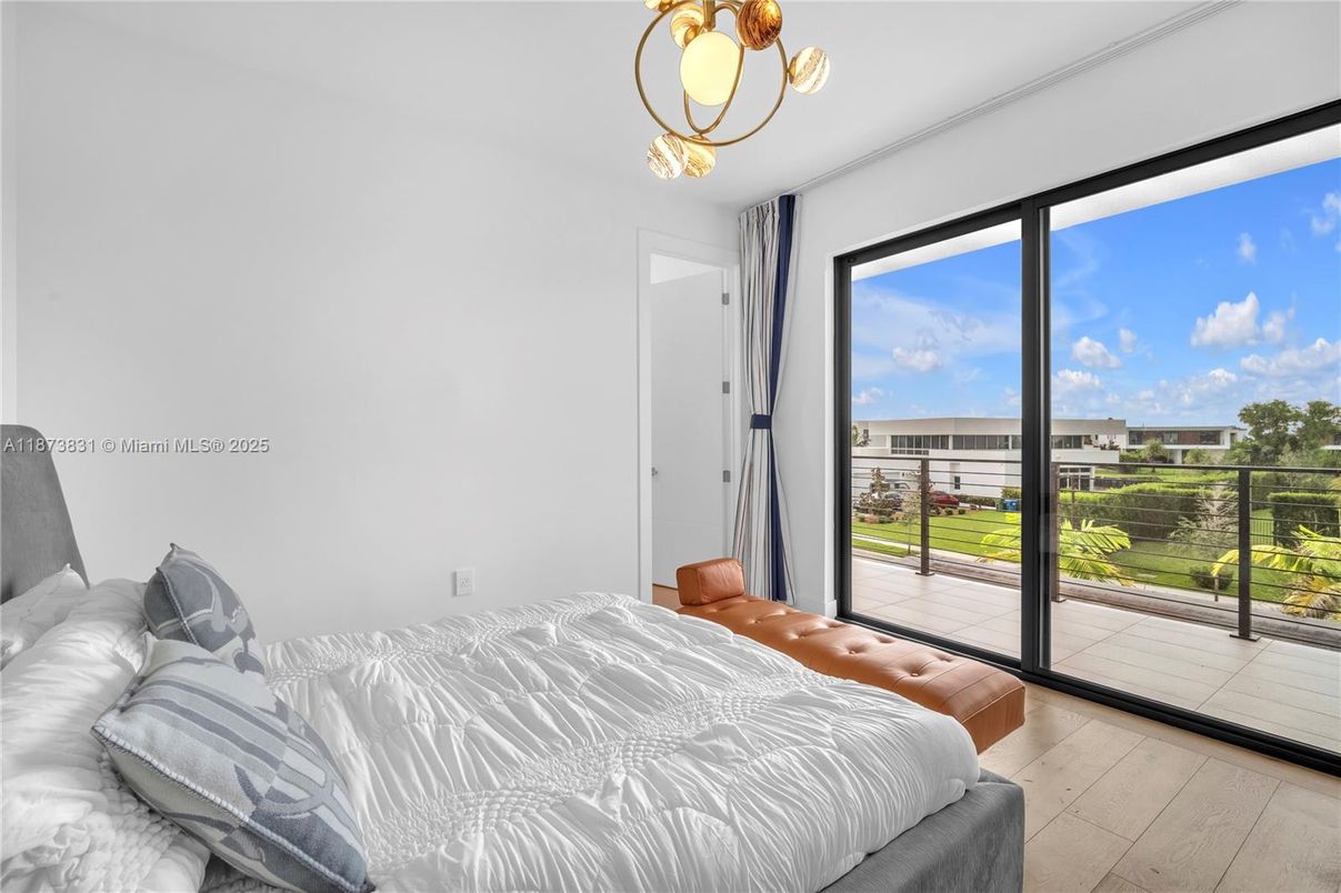 Bedroom, Interior, Pendant Lights, Wood Texture Flooring