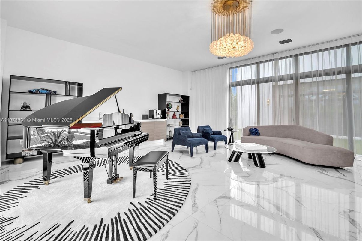 Interior, Living room, Marble, Pendant Lights, Piano