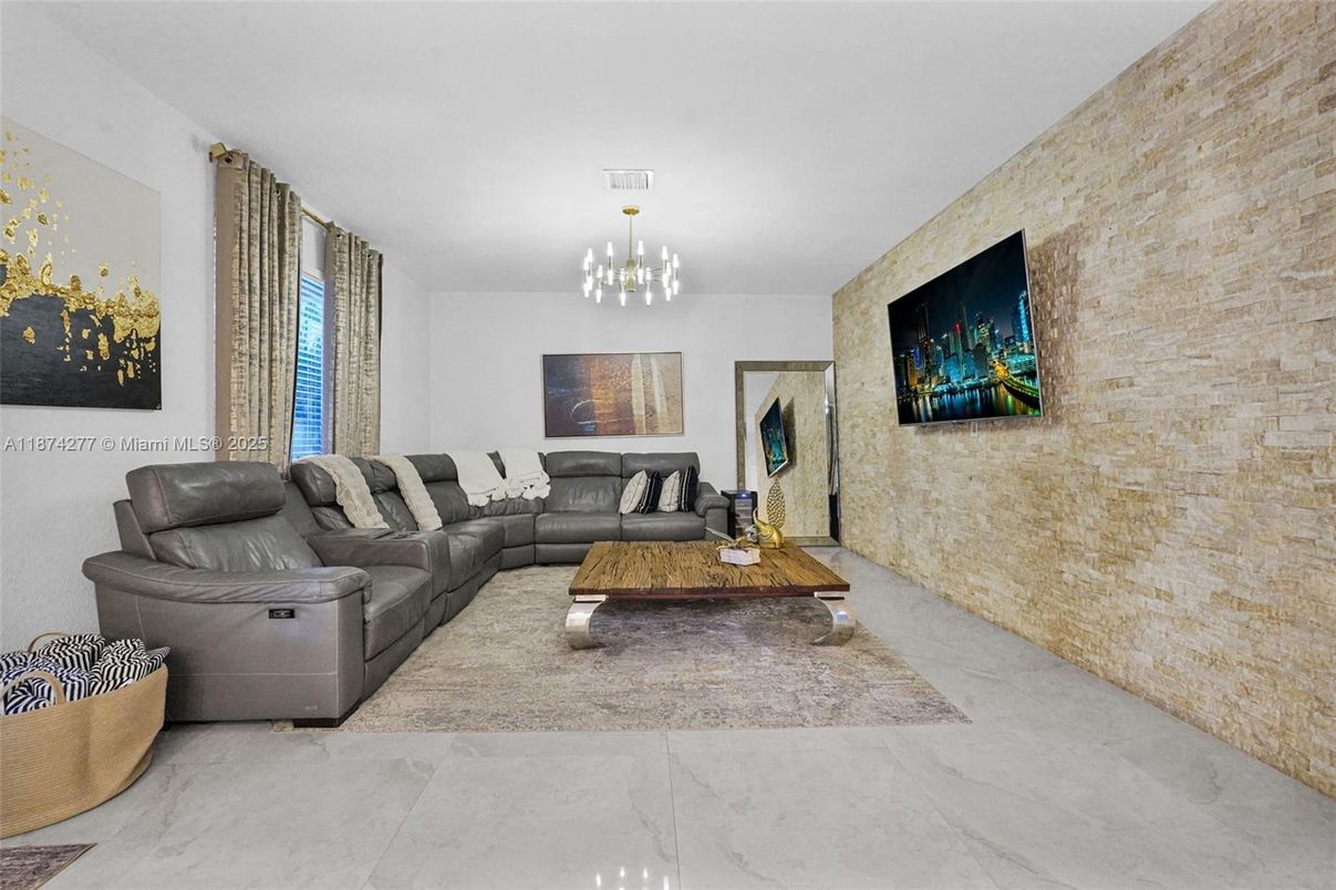 Chandelier, Interior, Living room, Marble, Stone Walls
