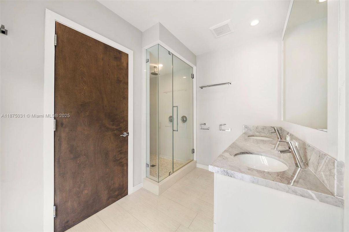 Bathroom, Glass Shower, Interior, Recessed Lighting