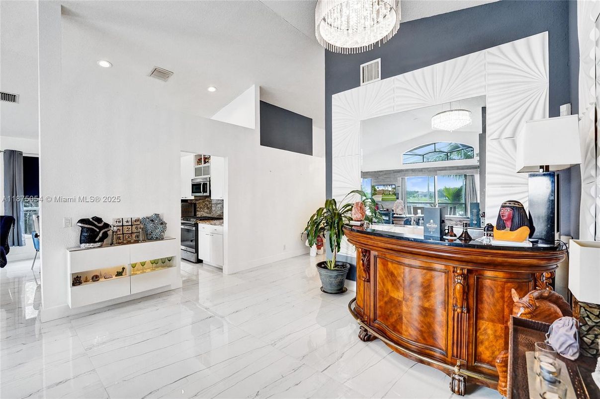 Chandelier, Interior, Marble, Recessed Lighting