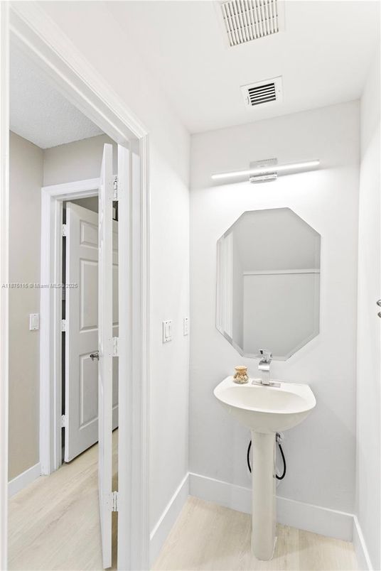 Bathroom, Interior, Recessed Lighting, Wood Texture Flooring