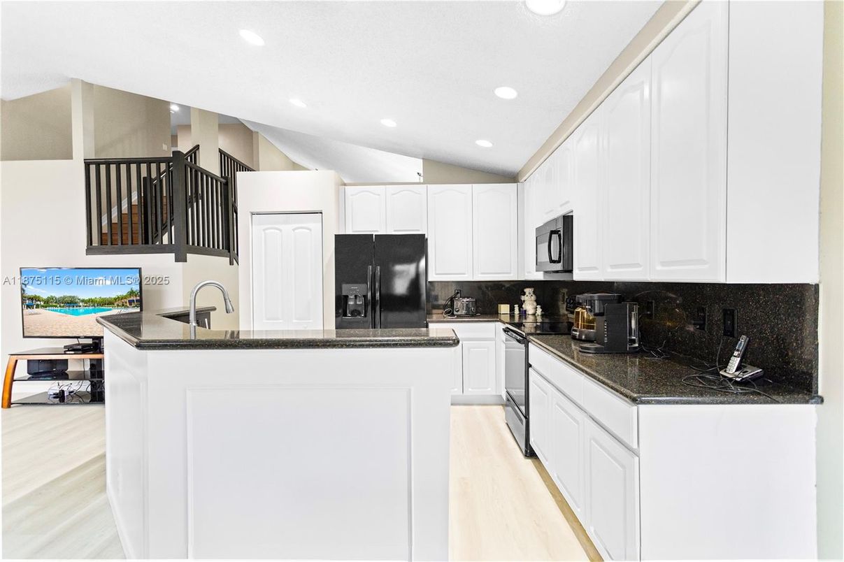 Interior, Kitchen, Recessed Lighting, Wood Texture Flooring