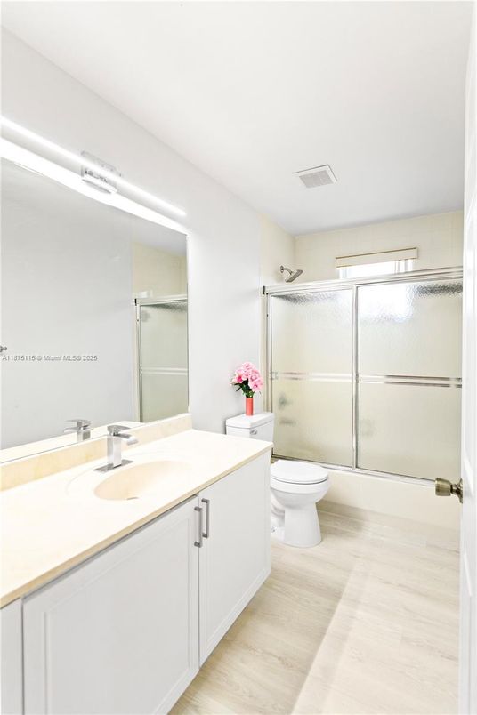 Bathroom, Glass Shower, Interior, Wood Texture Flooring