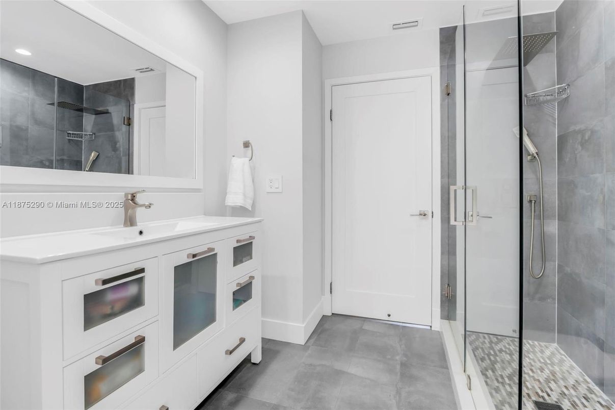Bathroom, Glass Shower, Interior, Recessed Lighting