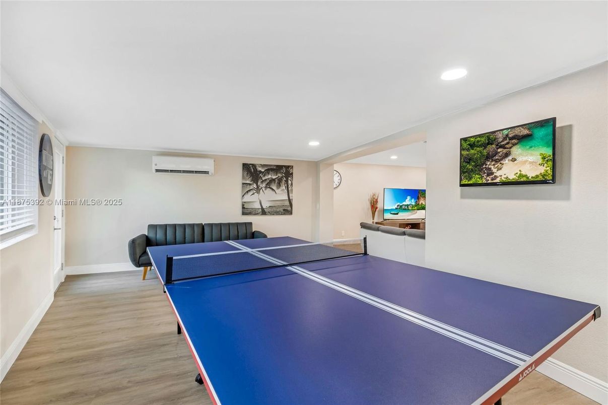 Game Room, Interior, Recessed Lighting, Wood Texture Flooring