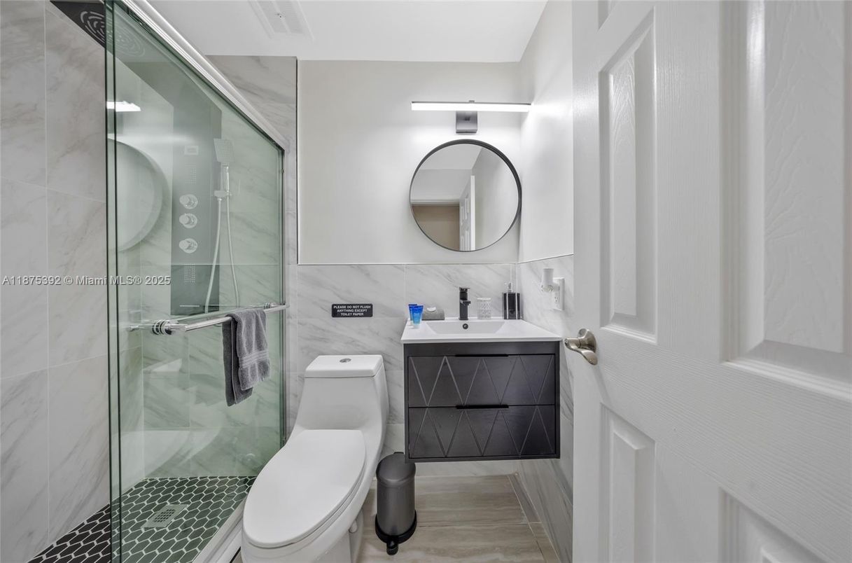 Bathroom, Glass Shower, Interior, Marble Walls