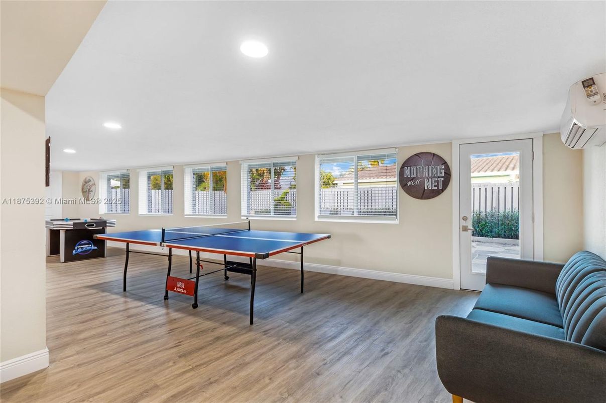 Game Room, Interior, Recessed Lighting, Wood Texture Flooring