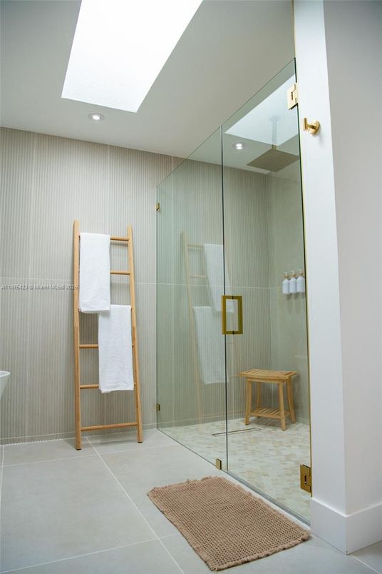 Bathroom, Glass Shower, Interior, Recessed Lighting