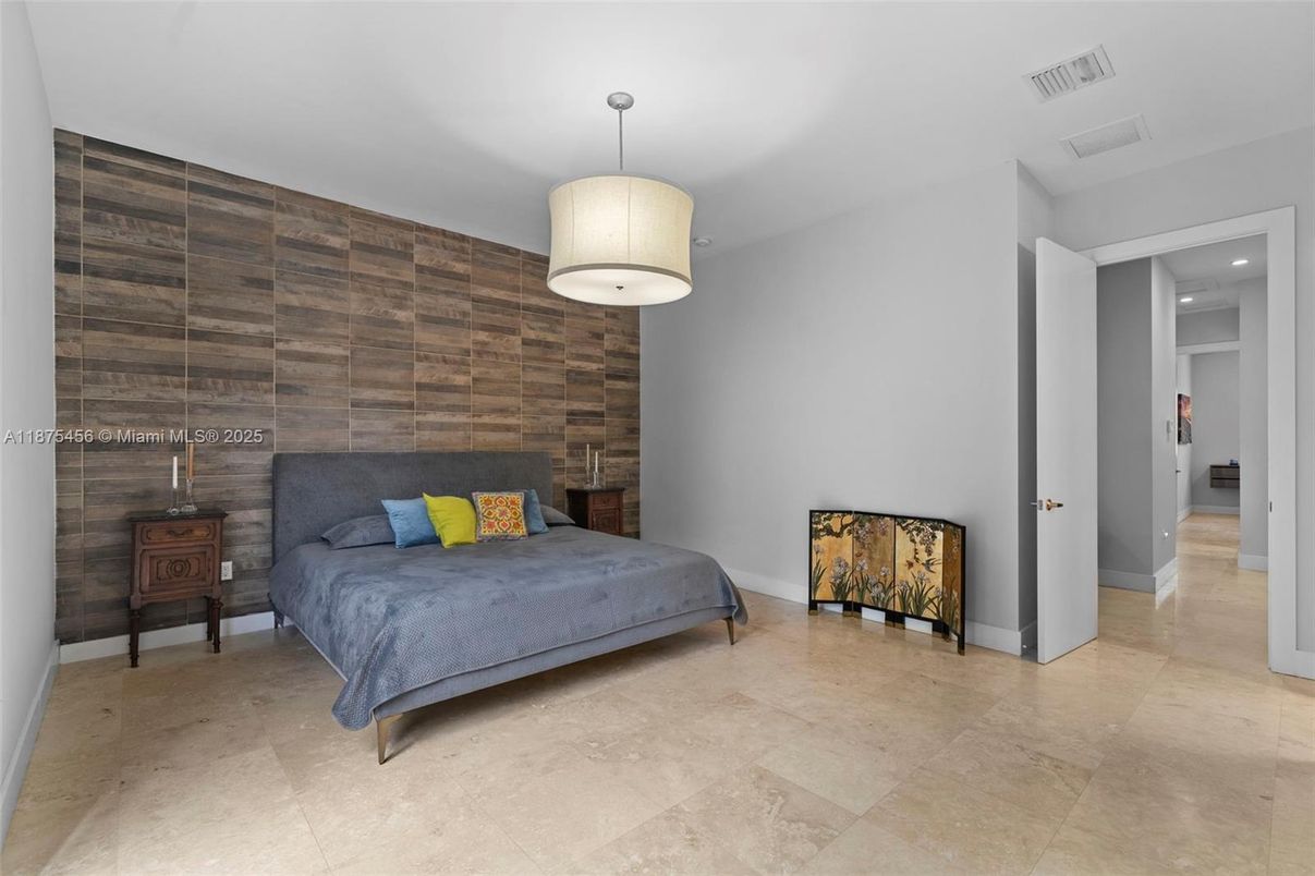 Bedroom, Interior, Recessed Lighting, Wooden Walls
