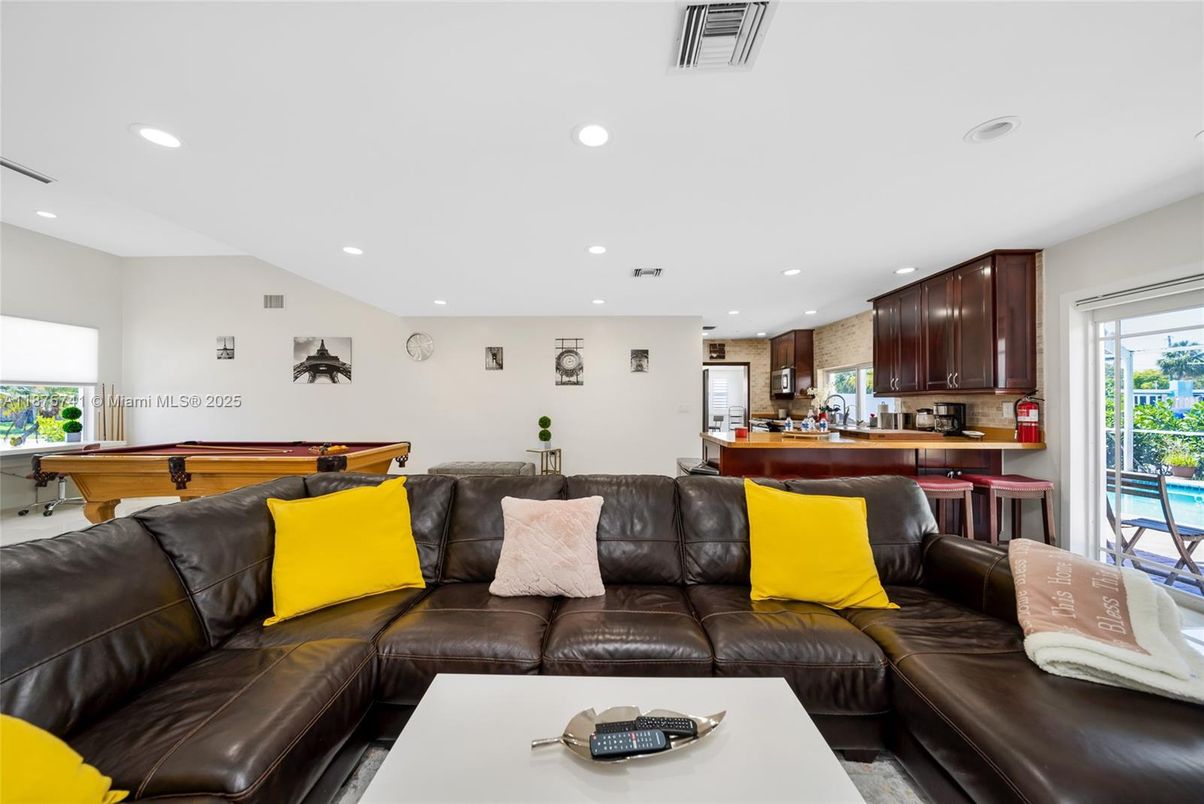 Billiard Table, Game Room, Interior, Kitchen, Living room, Recessed Lighting