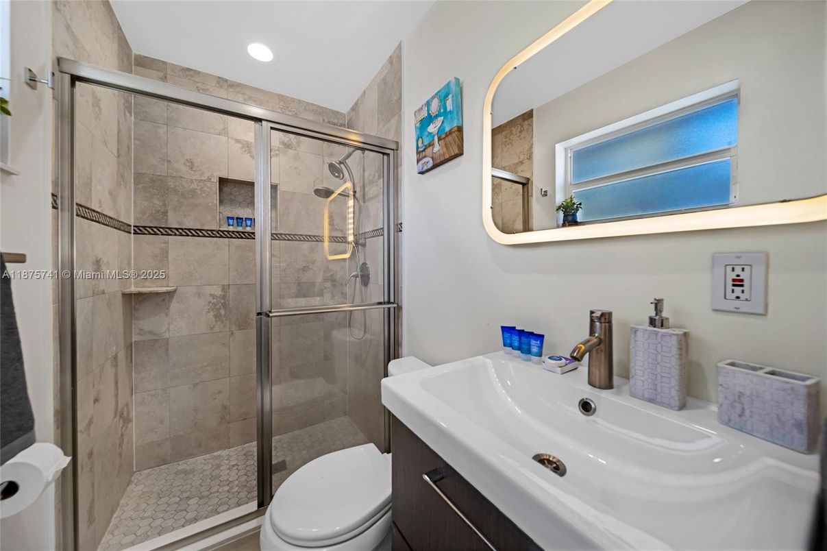 Bathroom, Glass Shower, Interior, Recessed Lighting