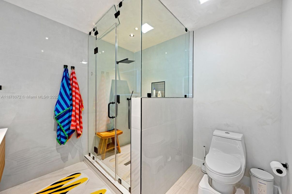 Bathroom, Glass Shower, Interior, Recessed Lighting