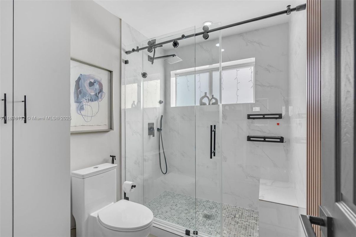 Bathroom, Glass Shower, Interior, Marble Walls