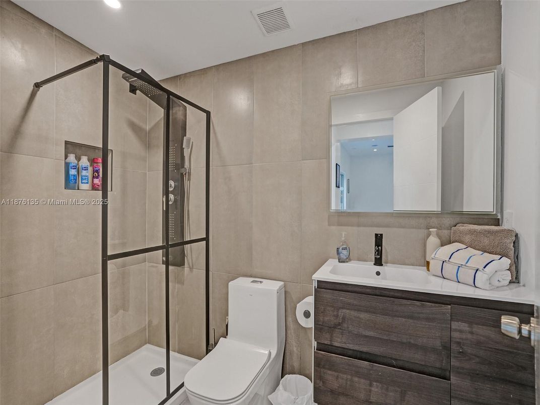 Bathroom, Glass Shower, Interior, Recessed Lighting