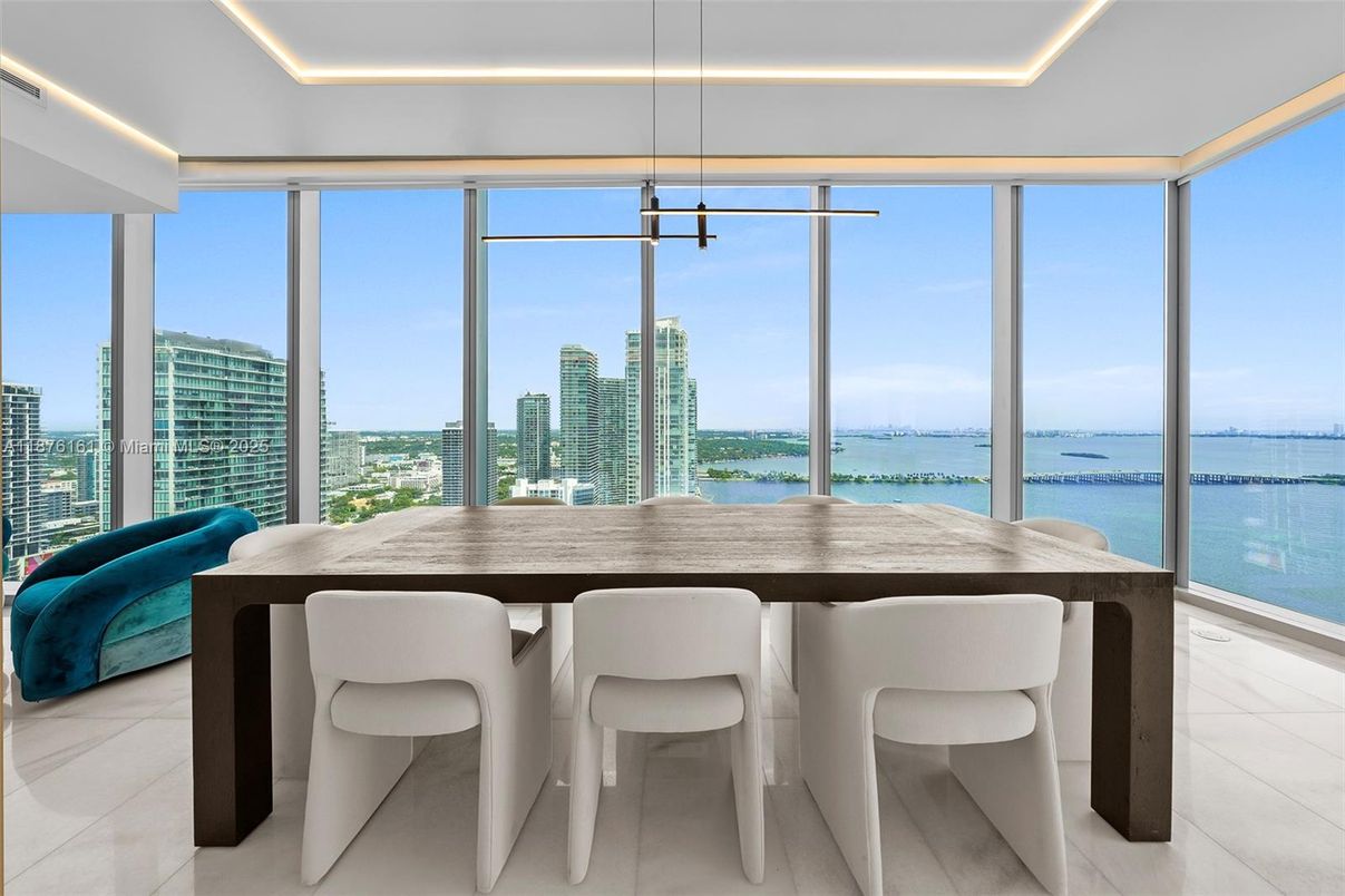 Dining room, Interior, Pendant Lights, Water