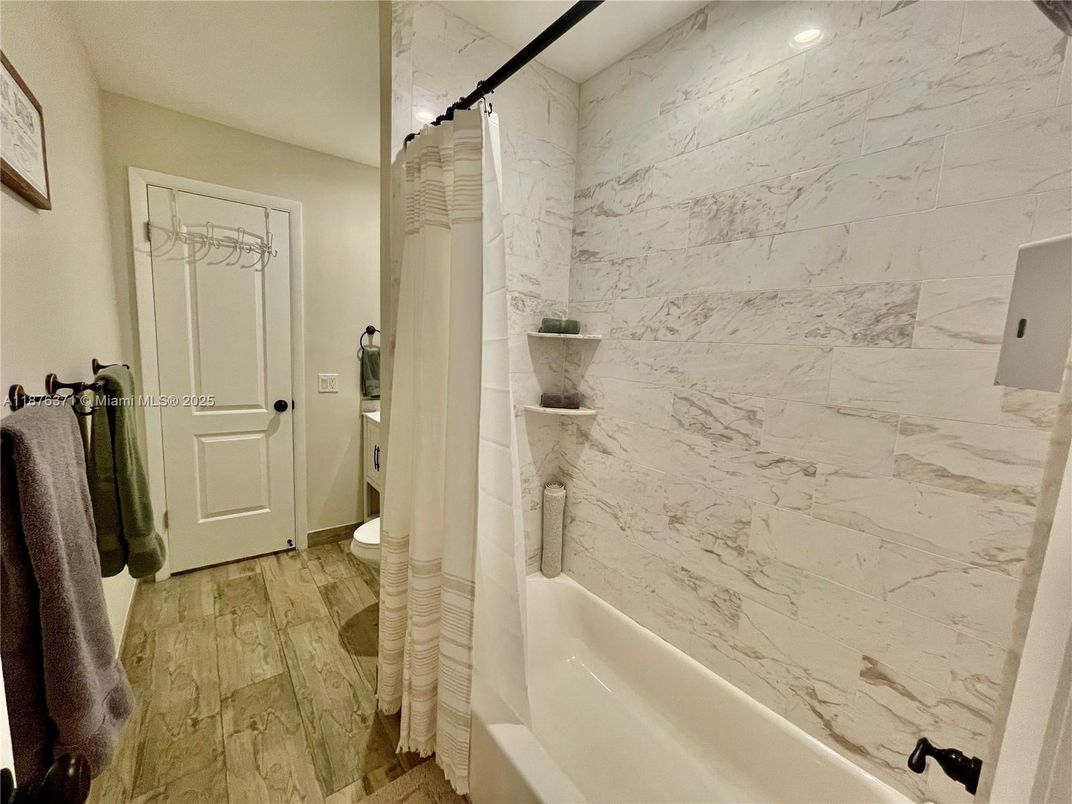 Bathroom, Interior, Marble Walls, Wood Texture Flooring