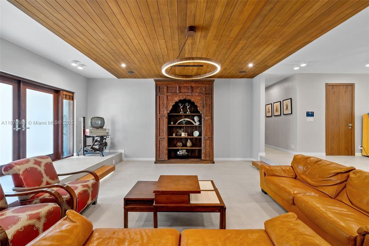 Interior, Living room, Recessed Lighting, Wooden Ceilings