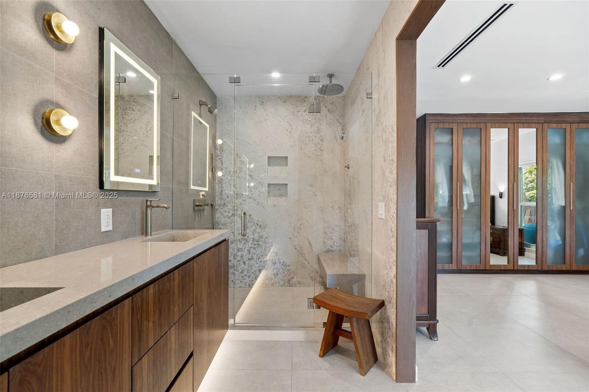 Bathroom, Glass Shower, Interior, Recessed Lighting