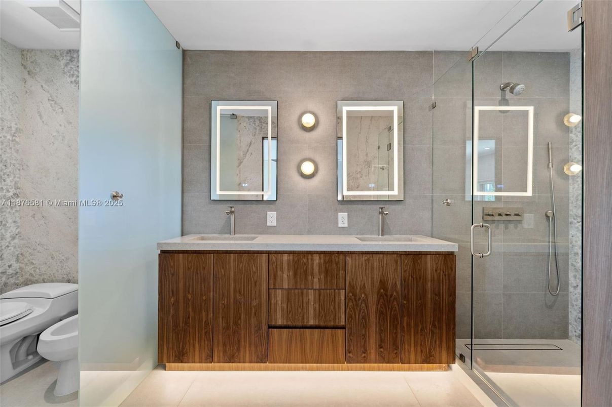 Bathroom, Dual Sink Vanities, Glass Shower, Interior