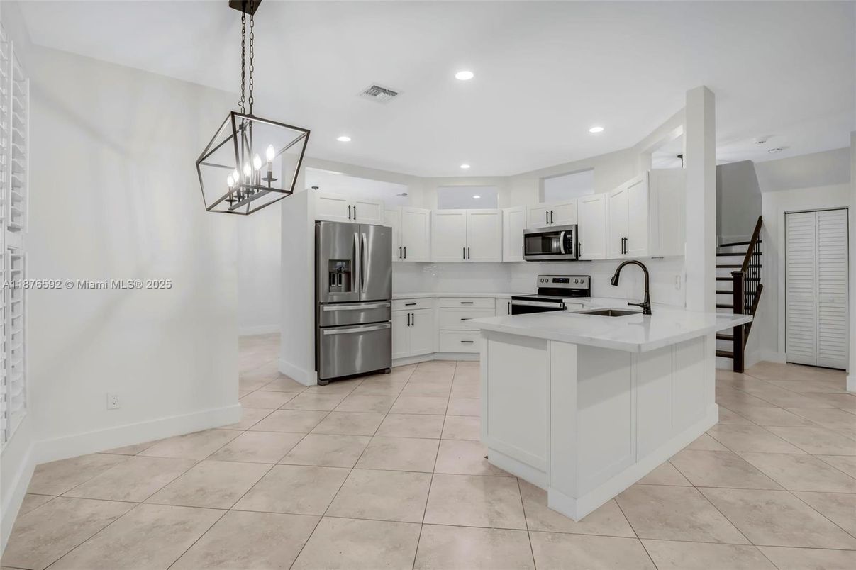 Interior, Kitchen, Pendant Lights, Recessed Lighting, Stainless Steel Appliances