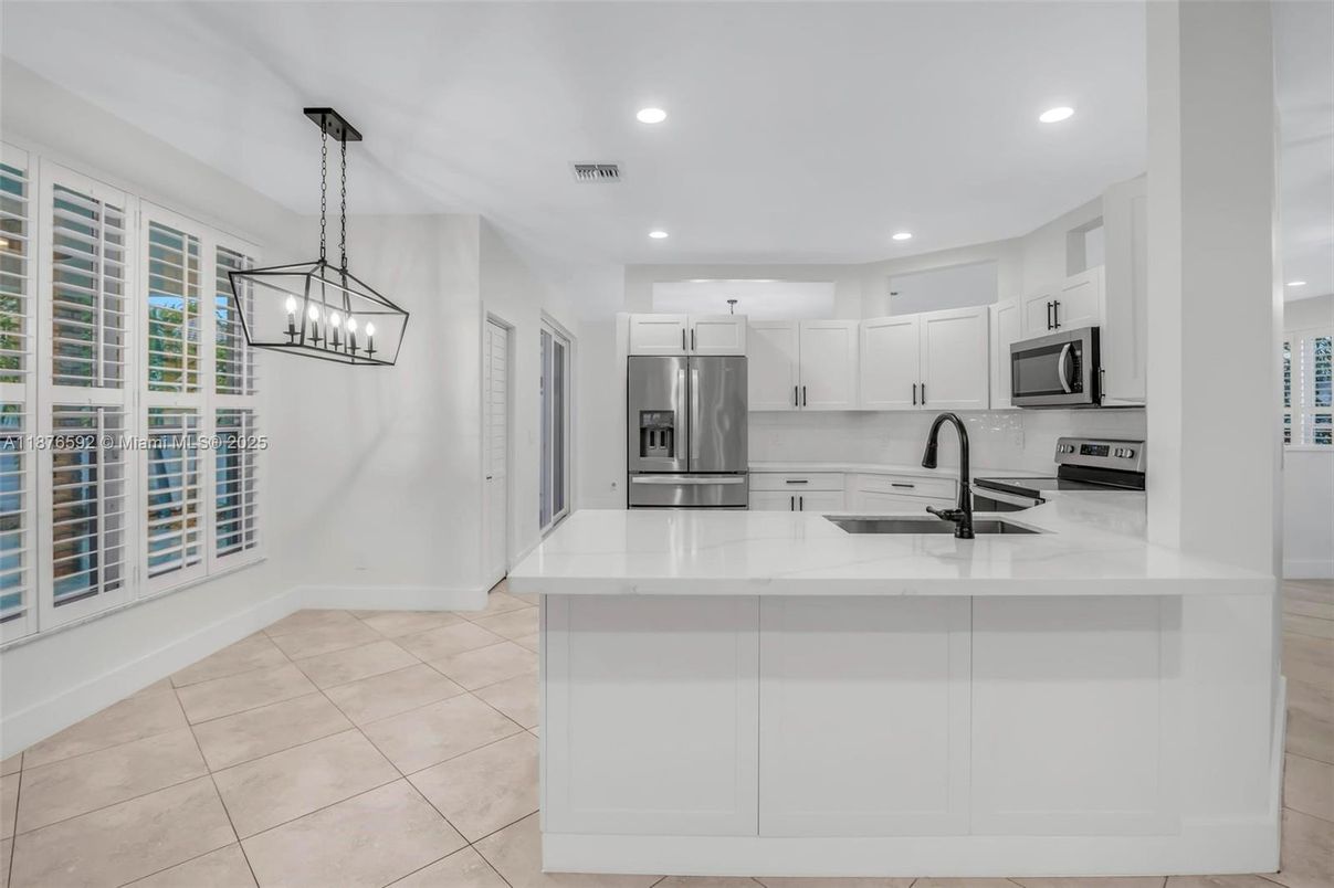 Interior, Kitchen, Pendant Lights, Recessed Lighting, Stainless Steel Appliances