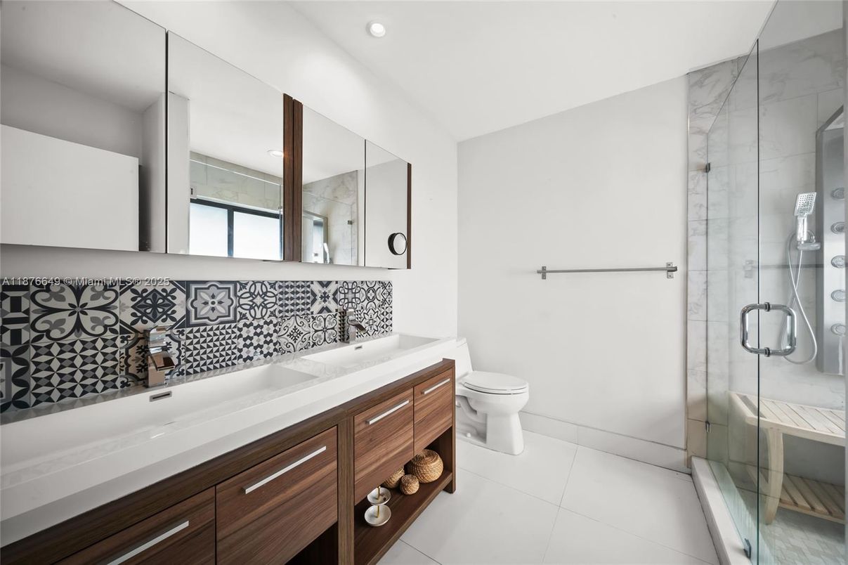 Bathroom, Dual Sink Vanities, Glass Shower, Interior, Recessed Lighting