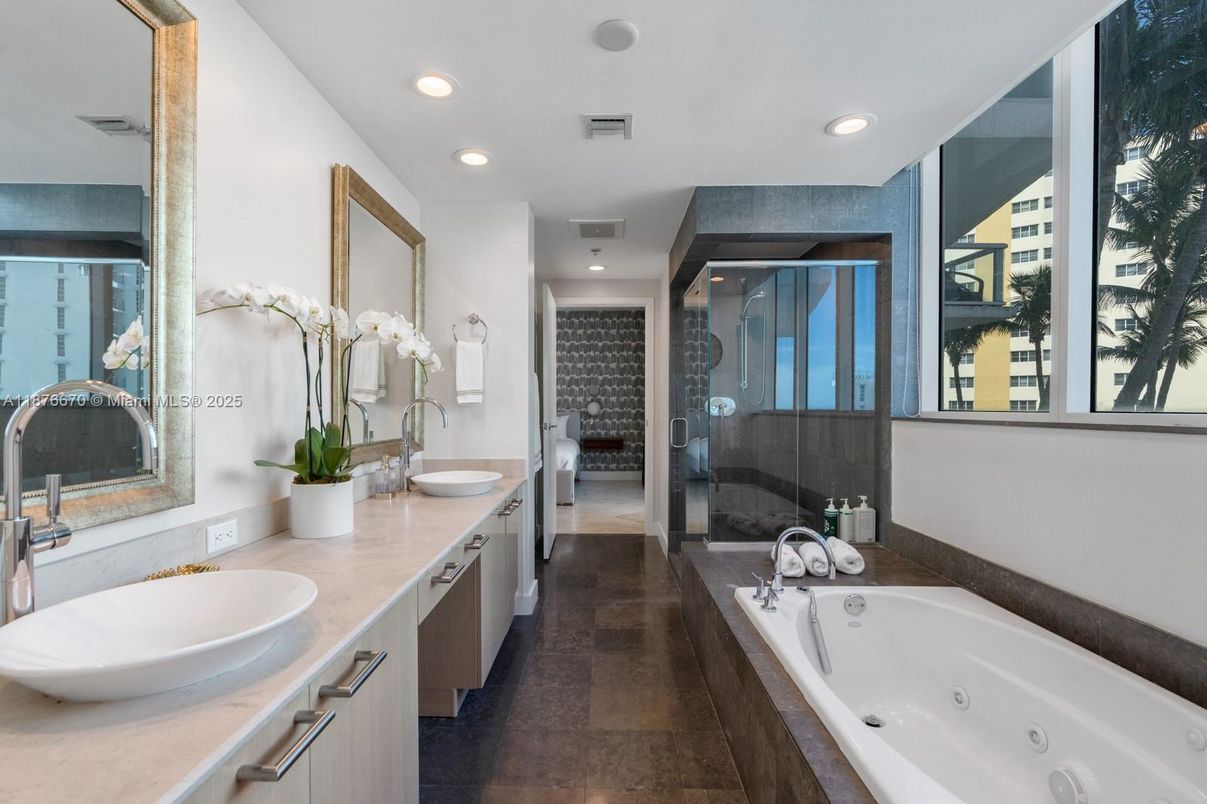 Bathroom, Dual Sink Vanities, Glass Shower, Interior, Recessed Lighting