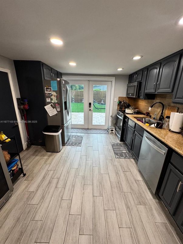 Interior, Kitchen, Recessed Lighting, Wood Texture Flooring
