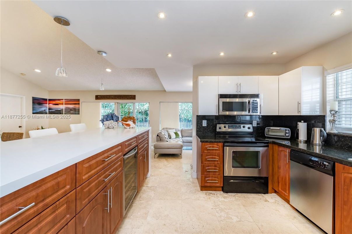 Interior, Kitchen, Pendant Lights, Recessed Lighting, Stainless Steel Appliances
